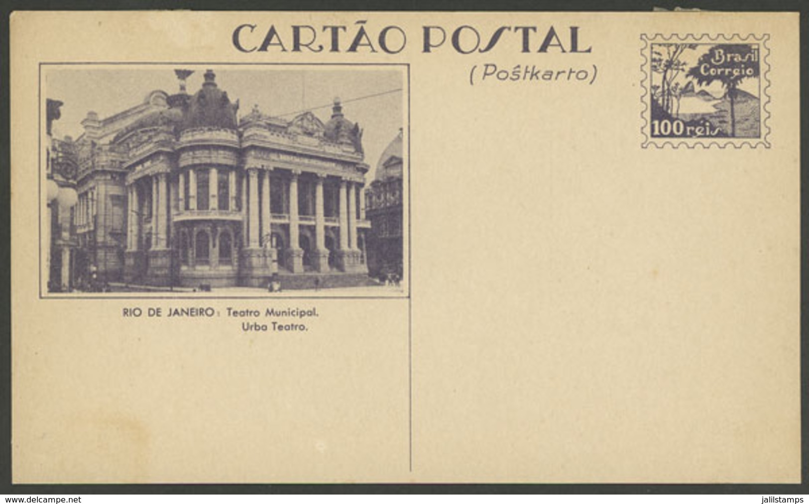 BRAZIL: RHM.BP-102, View Of The Municipal Theater Of Rio De Janeiro, Bilingual Inscriptions In Portuguese And Esperanto, - Interi Postali