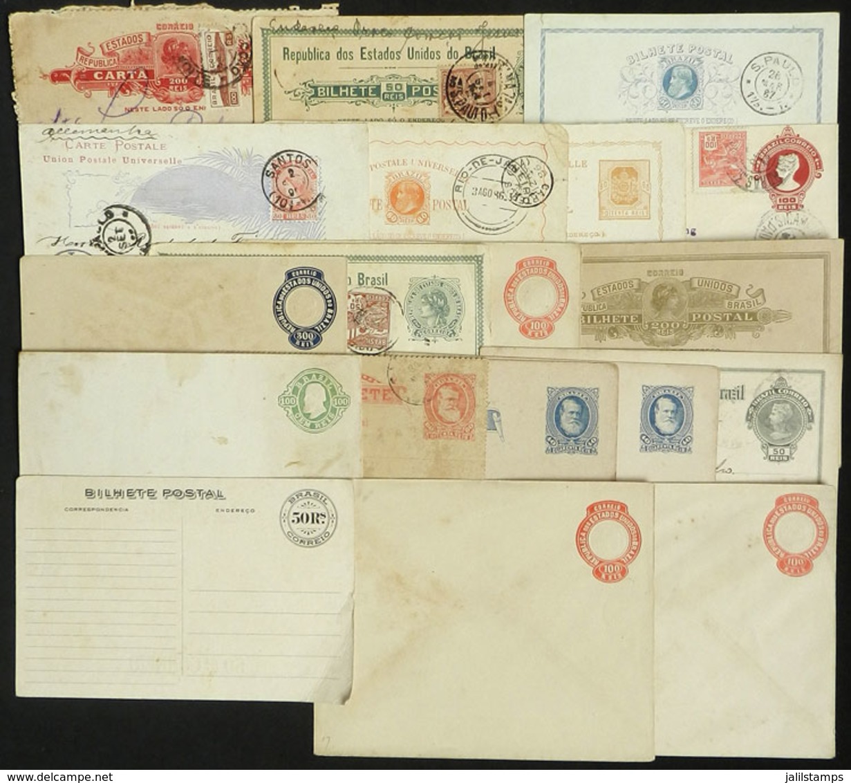 BRAZIL: 19 Varied Postal Stationeries, Some Scarce, Interesting Group, Low Start! - Entiers Postaux