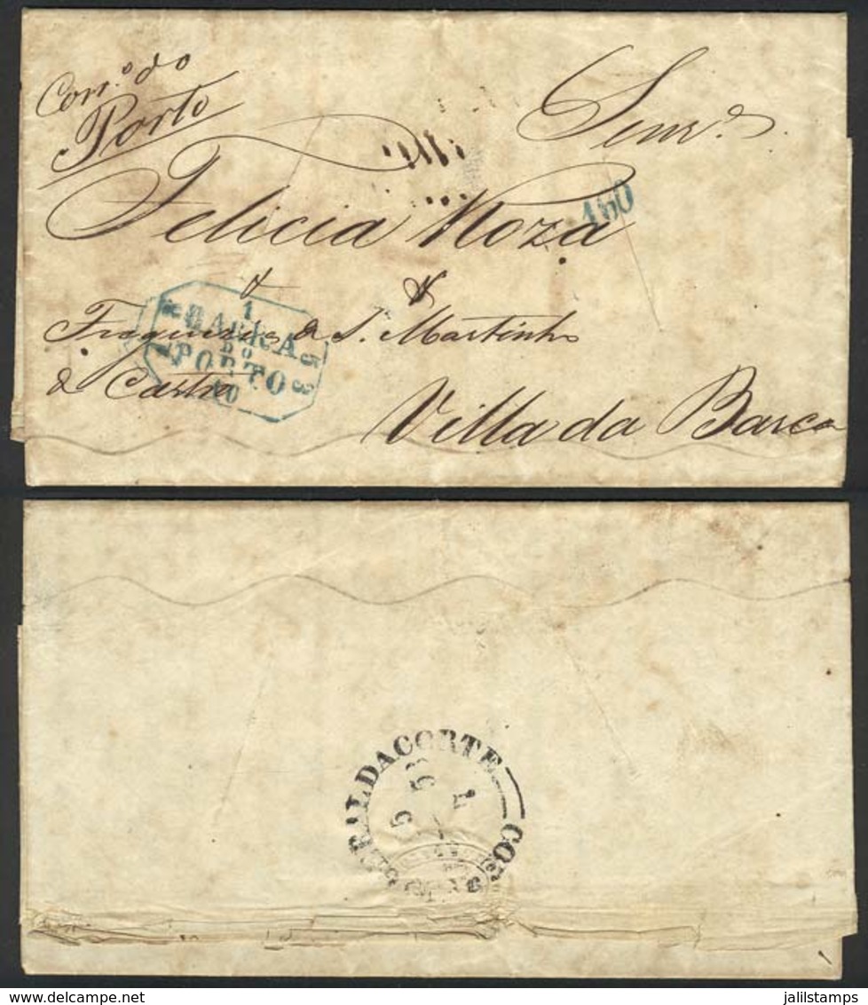 BRAZIL: Entire Letter Dated 15/JUL/1853 Sent From Rio De Janeiro To Villa Da Barca (Portugal) By British Mail, With Inte - Cartes-maximum