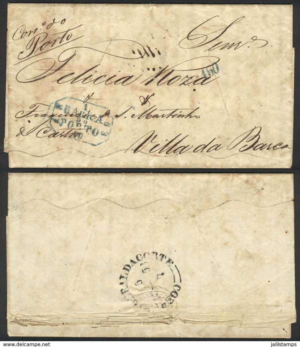 BRAZIL: Entire Letter Dated 15/JUL/1853 Sent From Rio De Janeiro To Villa Da Barca (Portugal) By British Mail, With Inte - Cartoline Maximum