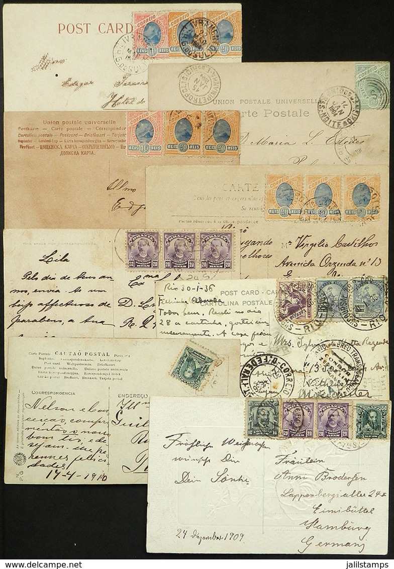 BRAZIL: 8 Postcards Used Between 1904 And 1936, Interesting Postages And Cancels, Fine To VF General Quality! - Cartes-maximum