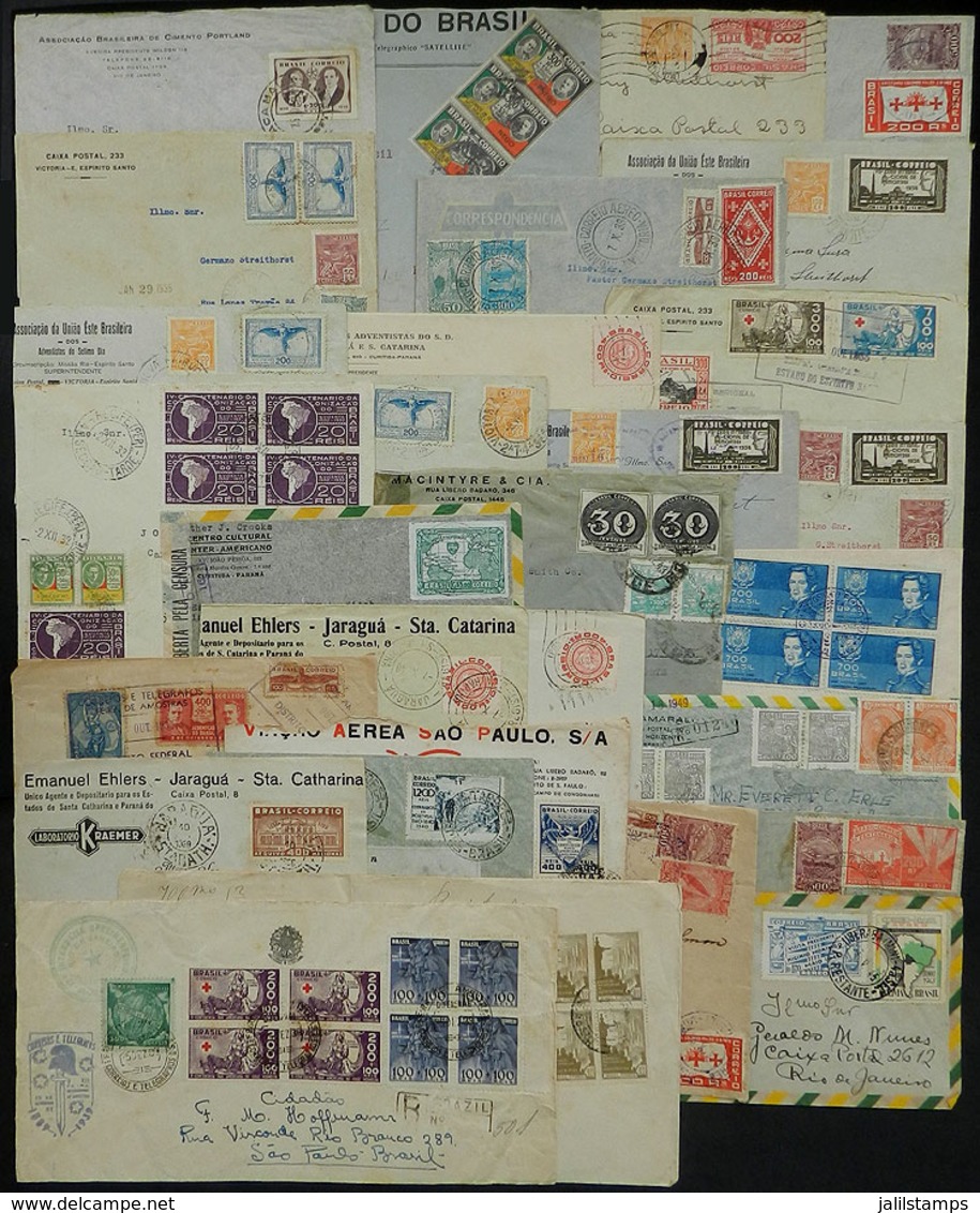 BRAZIL: 29 Used Covers Franked With Commemorative Stamps (alone, In Various Combinations, Or Multiples), Very Interestin - Cartoline Maximum