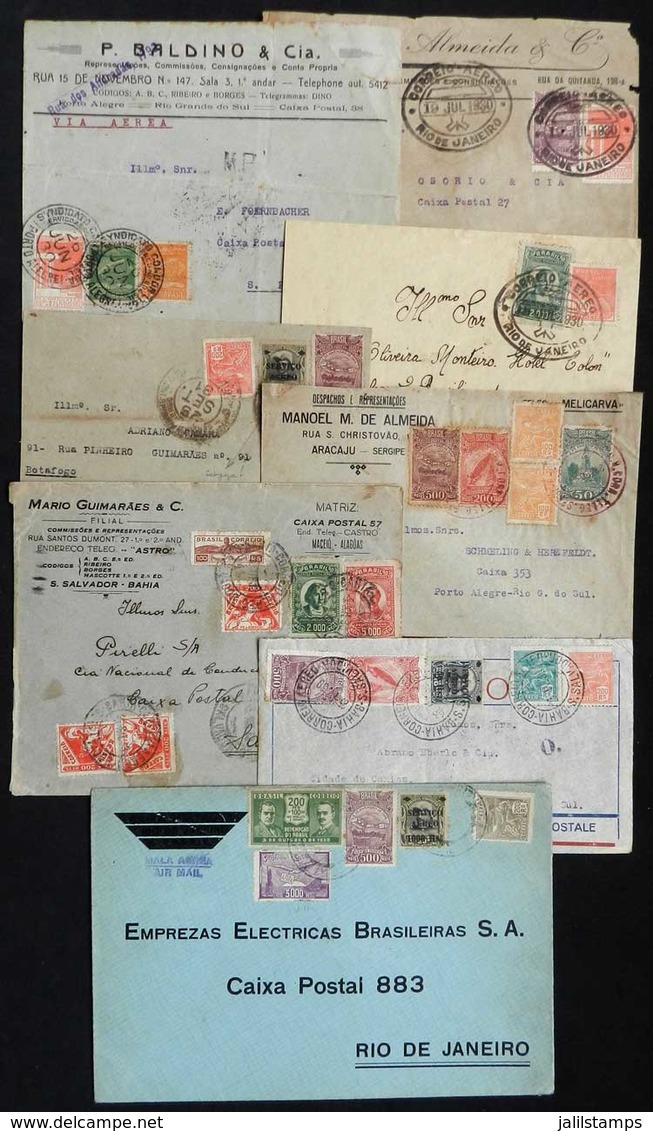 BRAZIL: 8 Airmail Covers Used Between 1930 And 1937, With Very Nice Postages, Nice Postmarks And Interesting Flights, Fi - Cartoline Maximum