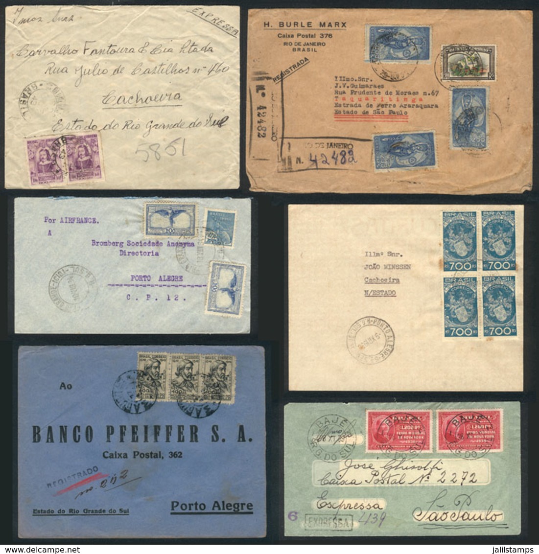 BRAZIL: 47 Covers + 1 Large Fragment Used Mainly In The 1930/40s, Franked With Commemorative Stamps (with Some Very Inte - Cartes-maximum