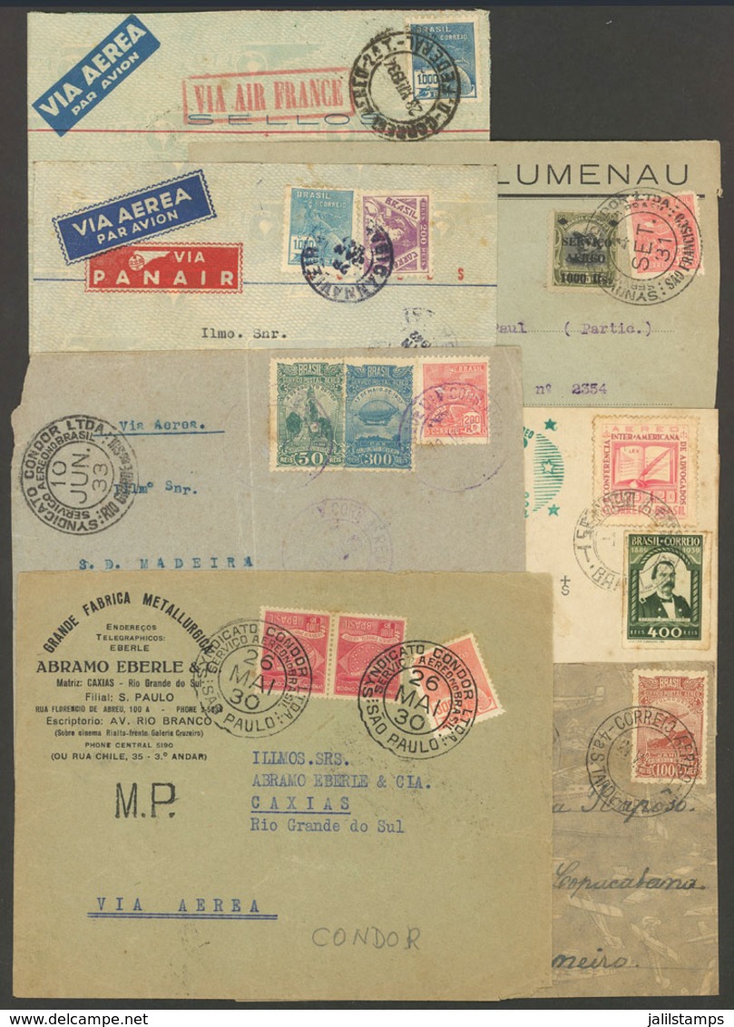 BRAZIL: 7 Airmail Covers Used In Brazil Between 1930 And 1944, Varied Destinations And Airlines, Including Some Interest - Cartes-maximum
