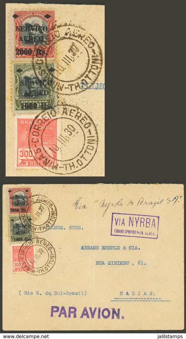 BRAZIL: Airmail Cover Sent Via NYRBA From Minas To Caxias, Franked With 3,300rs. And Interesting Postmark "MINAS - CORRE - Cartoline Maximum