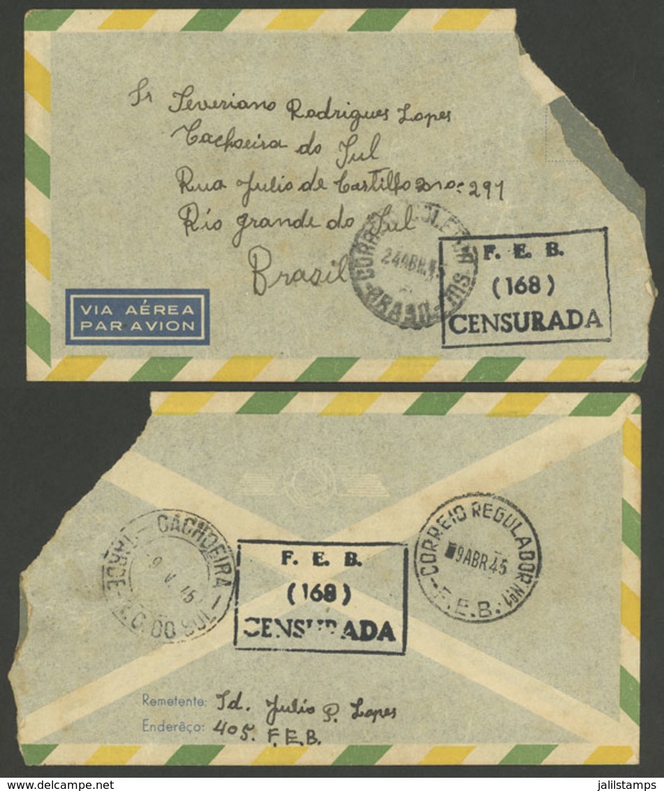 BRAZIL: Cover Of The FEB (Força Expedicionária Brasileira) Sent To Brazil On 9/AP/1945 By A Soldier In Europe, Torn But  - Cartoline Maximum