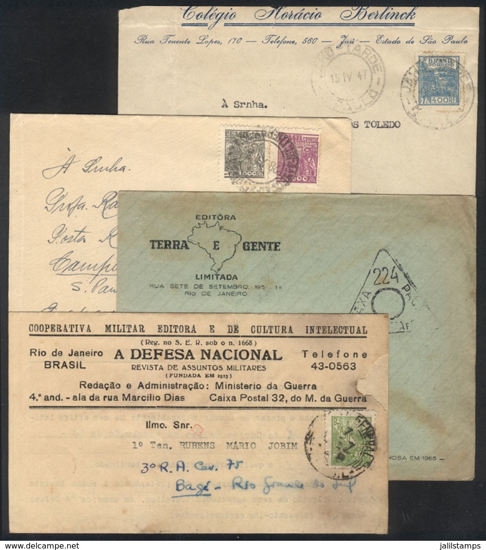 BRAZIL: 2 Covers Sent In 1946/7 To Poste Restante In Campinas With Postage On Back To Pay The Service + Envelope Of A Pr - Cartoline Maximum