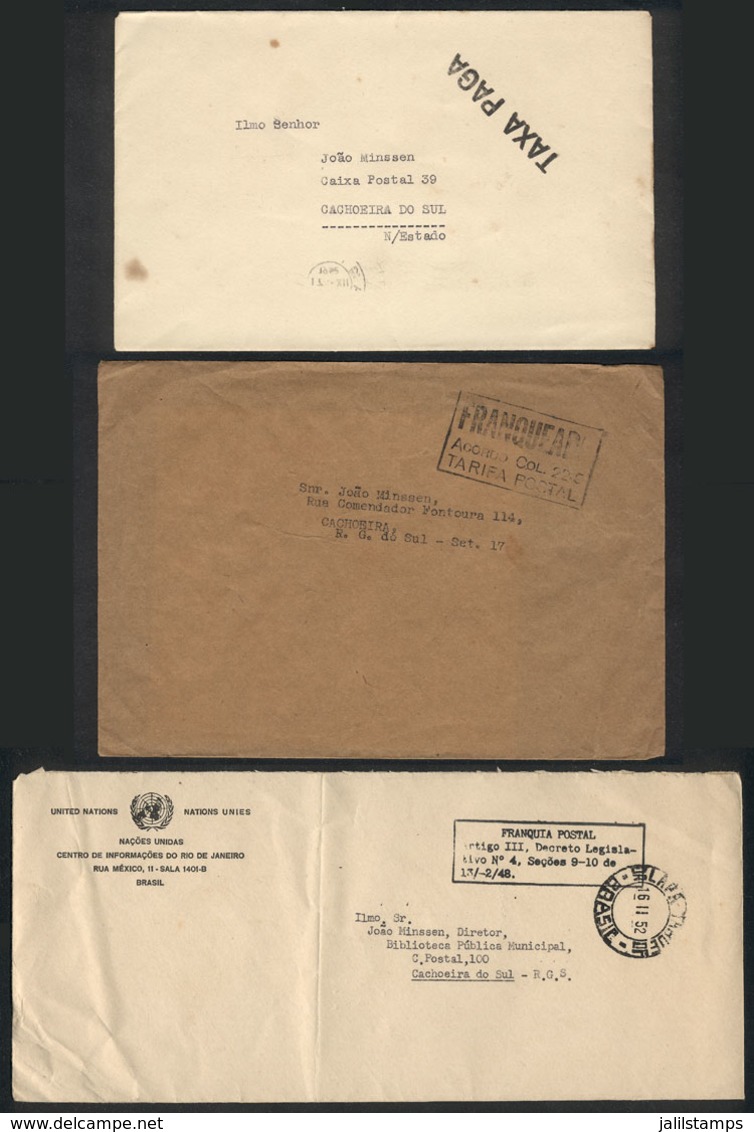 BRAZIL: Lot Of Stampless Covers With Varied Marks Of POSTAGE PAID, And A Good Number Of Postal Forms And Receipts, Inter - Cartoline Maximum