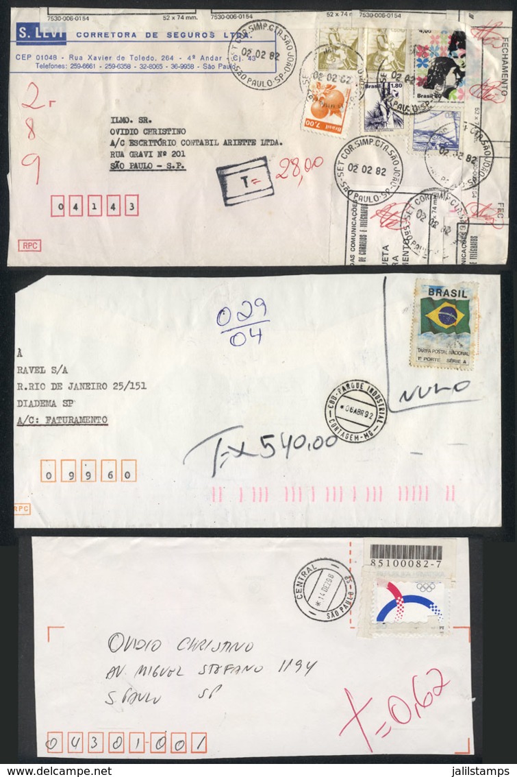 BRAZIL: 11 Modern Covers, All With DUE Marks Applied For Various Reasons, Very Interesting Lot For The Specialist In Mod - Cartoline Maximum