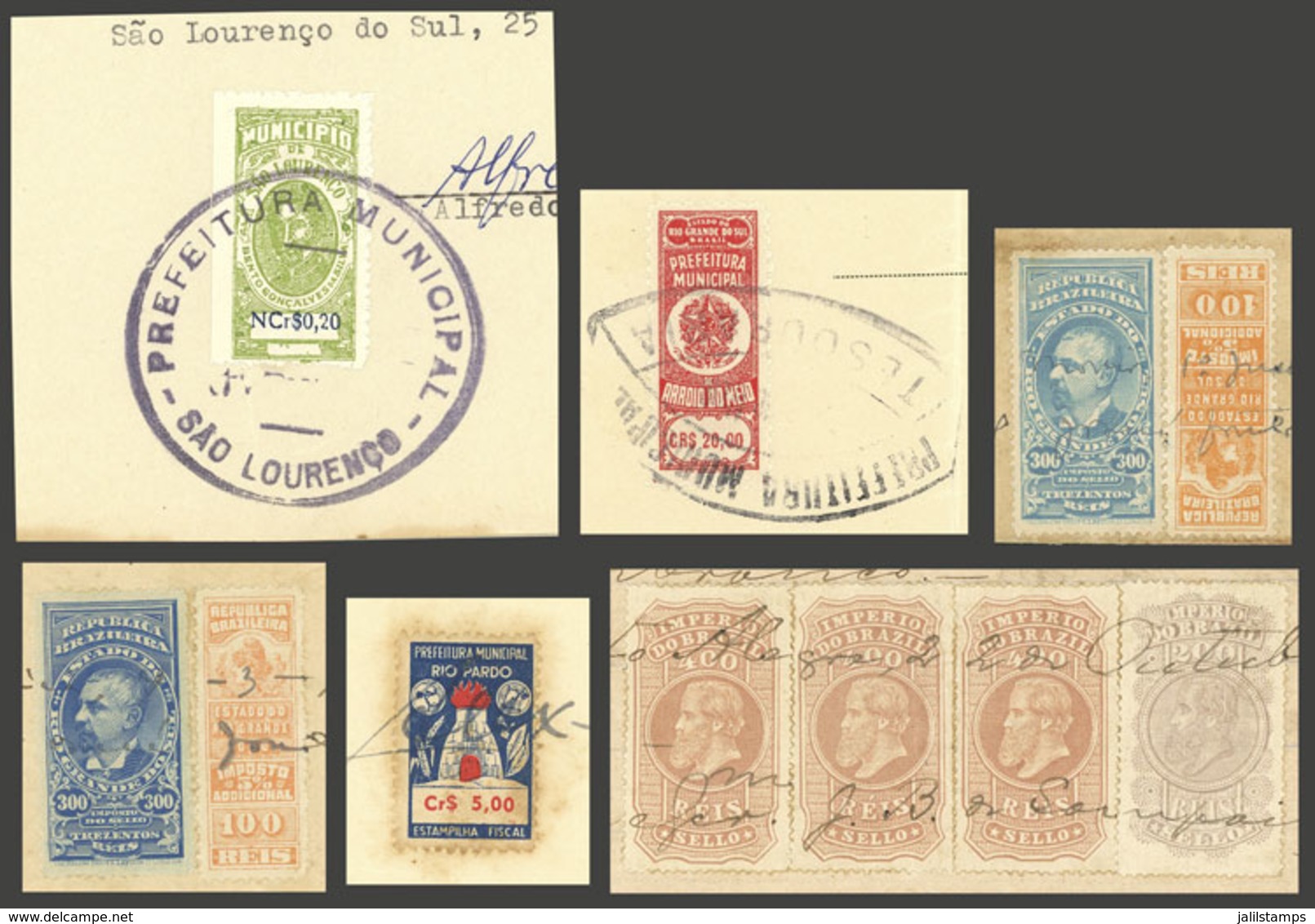 BRAZIL: 10 Documents Of Varied Periods, All With Fiscal Revenue Stamps, Some Very Scarce, For Example Of The Municipalit - Autres & Non Classés