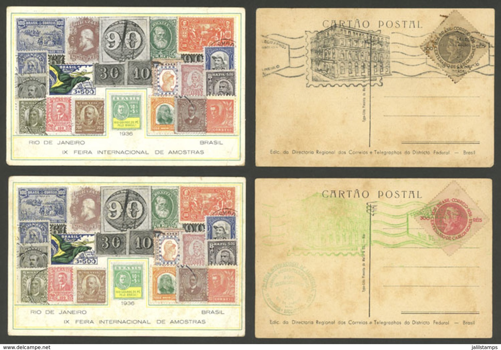 BRAZIL: Intl. Fair Of Rio 1936, 2 Nice Cards With Special Postmarks, Minor Defects, Very Nice! - Rio De Janeiro