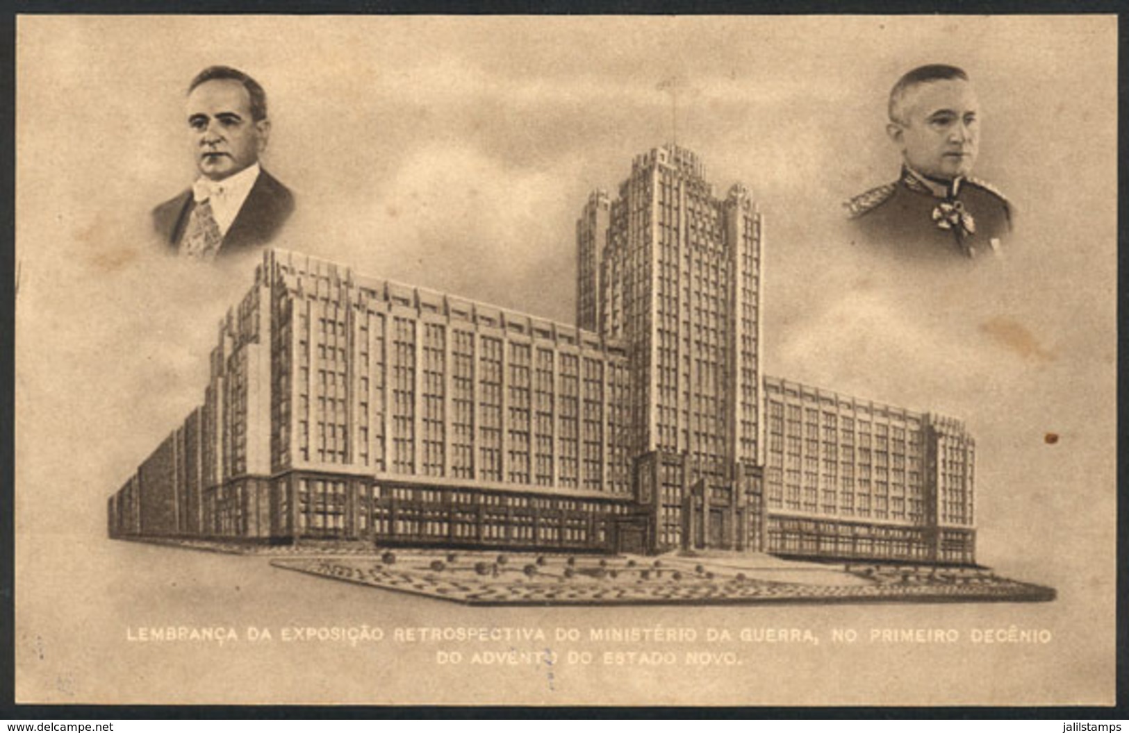 BRAZIL: The Ministry Of War Building And Getúlio Vargas, Souvenir Card Of The Retrospective Expo Of The Ministry, With S - Rio De Janeiro