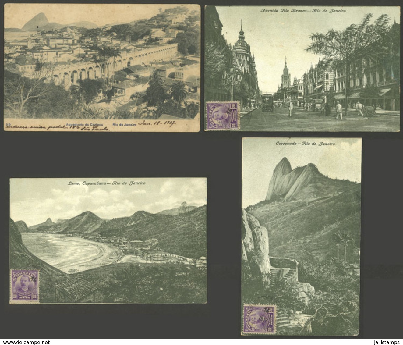 BRAZIL: RIO DE JANEIRO: 4 Cards With Nice Views, Used In 1907 And 1917, One With Small Defect - Rio De Janeiro