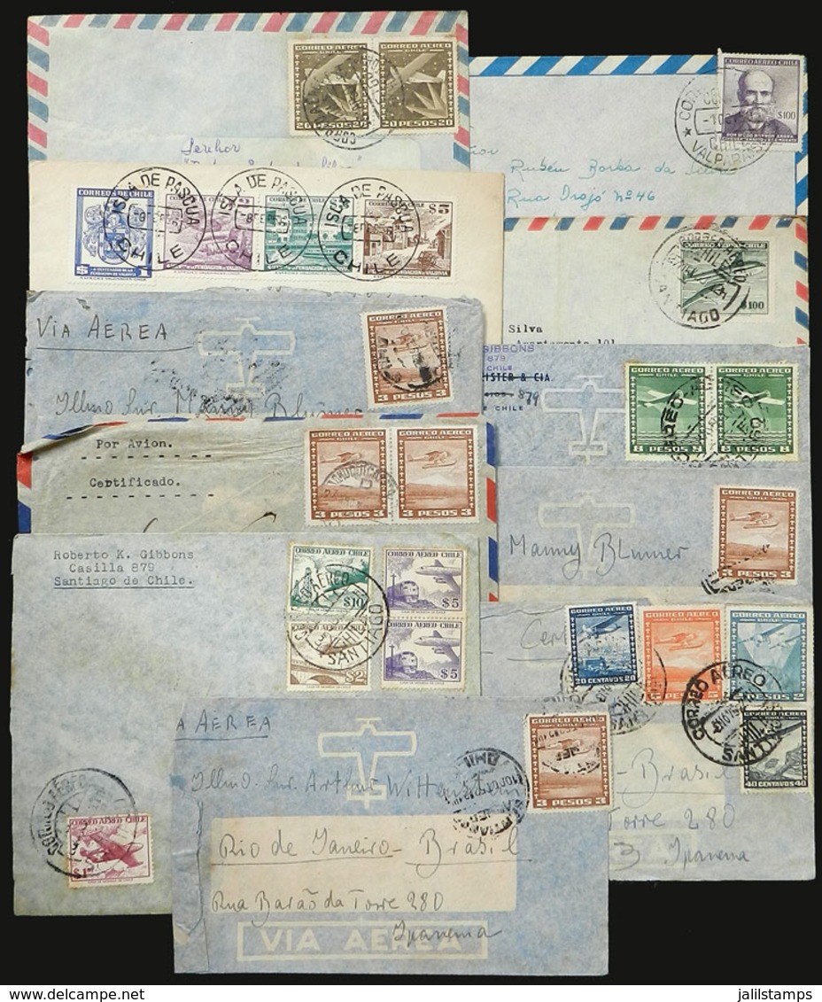 CHILE: 11 Covers Used In Various Periods, Most Sent To Brazil, Fine General Quality (some With Defects), Interesting! - Chili