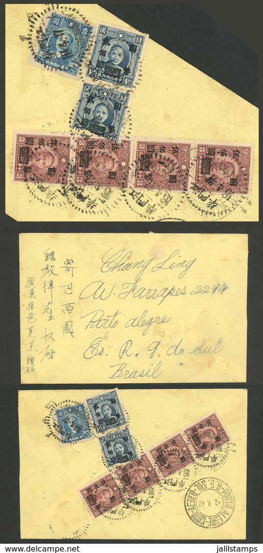 CHINA: Airmail Cover Sent To Brazil In 1947, VF Quality, Interesting! - Enveloppes