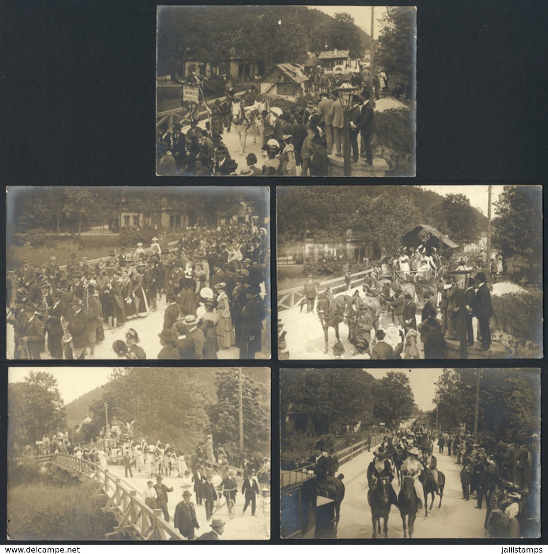 CROATIA: ABBAZIA: Popular Parade, 5 Beatiful Real Photo PCs (by Jelussich), Circa 1905, VF Quality! - Croatia