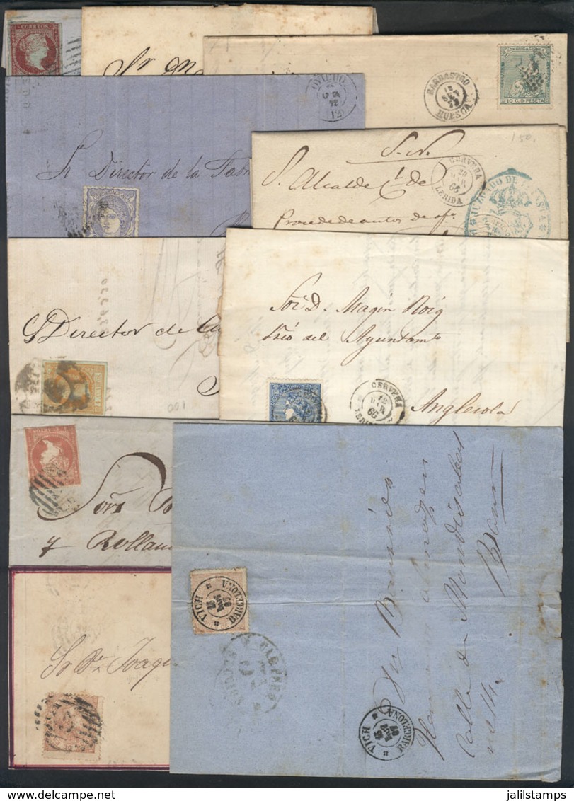 SPAIN: 9 Folded Covers Or Letters + 1 Front Used Between 1846 And 1872, There Are Attractive Postages And Postal Marks,  - Lettres & Documents