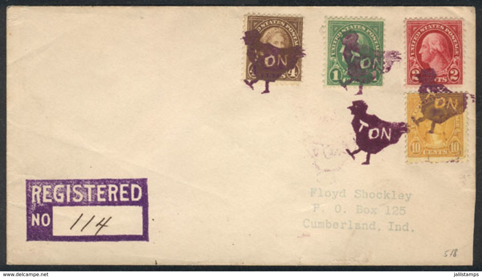UNITED STATES: Registered Cover Sent From Zionsville To Cumberland On 10/JA/1931 With Interesting Semi-mute Cancel, VF Q - Marcophilie