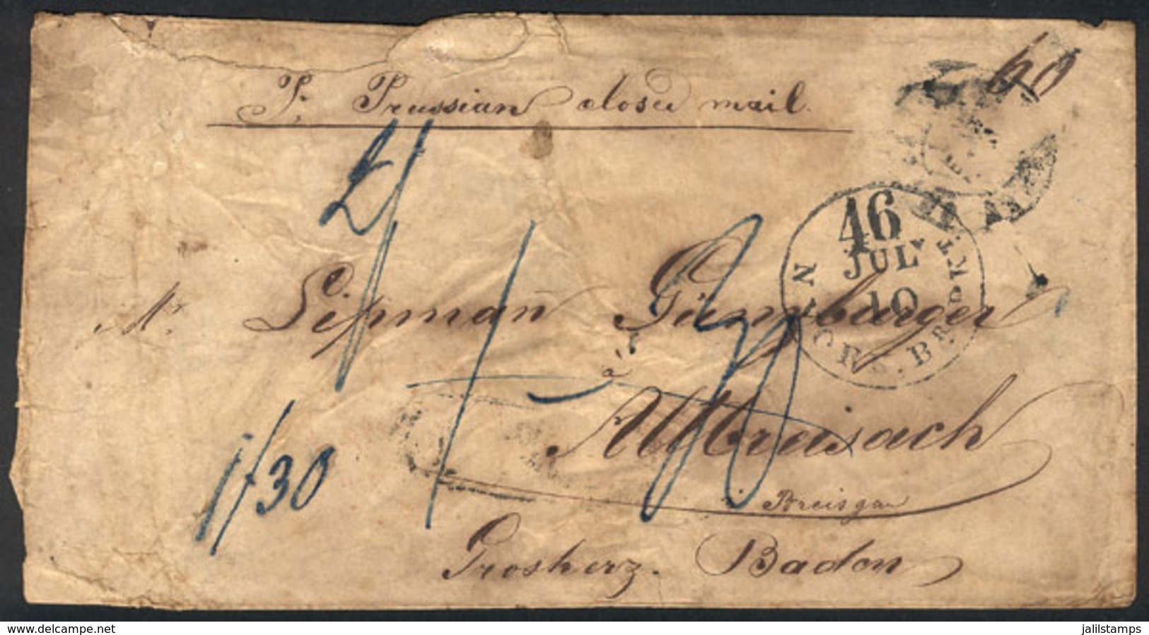 UNITED STATES: Circa 1872: Cover Sent To Germany With Interesting Postal Marks On Front And Back, With Defects But Very  - Marcophilie