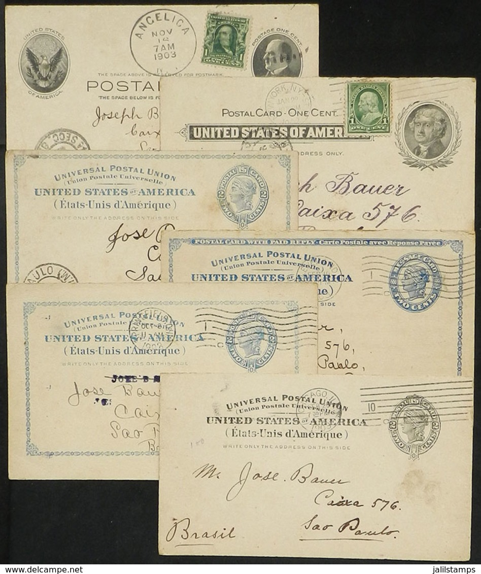 UNITED STATES: 6 Postal Cards Sent To Brazil Between 1902 And 1904, Interesting! - Marcophilie