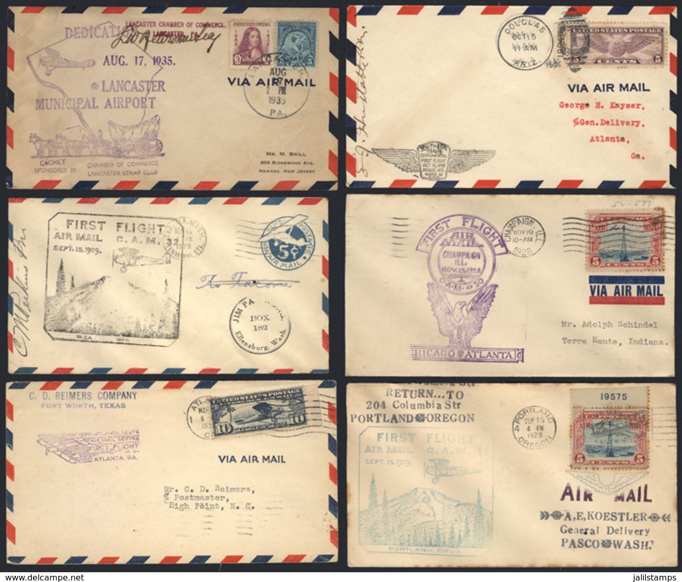 UNITED STATES: 1928 To 1935: 18 FIRST FLIGHT Covers, All With Special Cachets And Some Signed. Some Of Fine Quality, Oth - Marcophilie