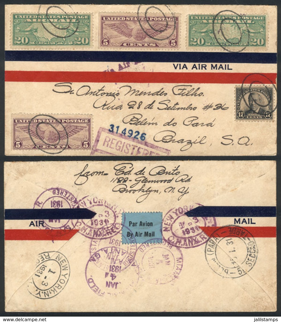 UNITED STATES: Airmail Cover With Nice Postage Sent From New York To Belém Do Pará (Brazil) On 3/JA/1931, VF Quality! - Storia Postale