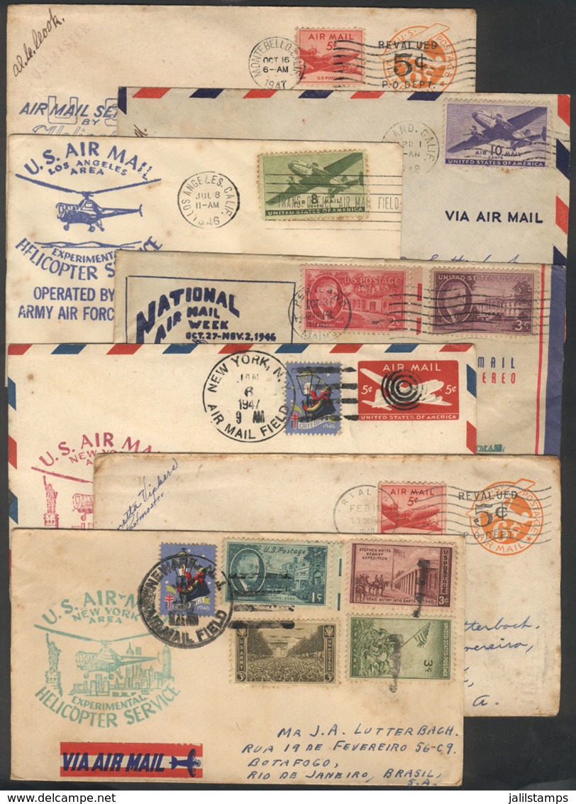 UNITED STATES: 7 Covers Flown By HELICOPTER Between 1946 And 1948, Interesting! - Marcophilie