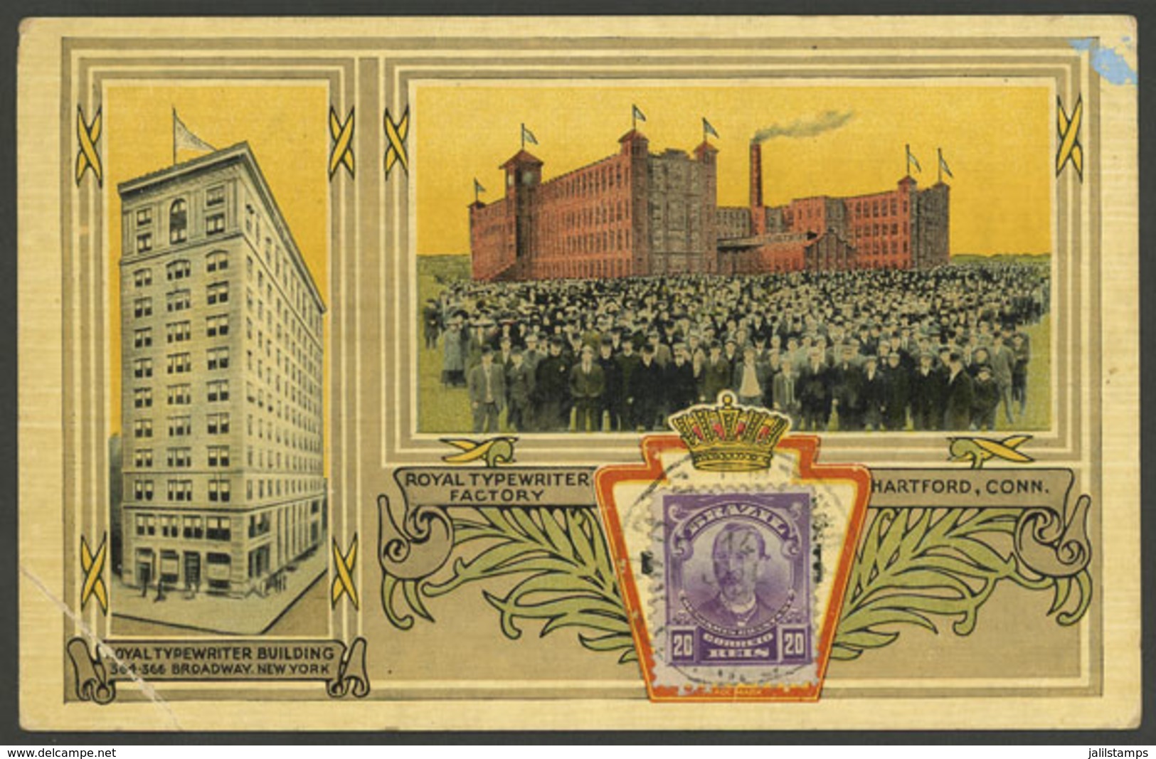 UNITED STATES: NEW YORK: Royal Typewriter Building, And View Of The Factory (Hartford CT), Sent To Recife (Brazil) In 19 - Altri & Non Classificati