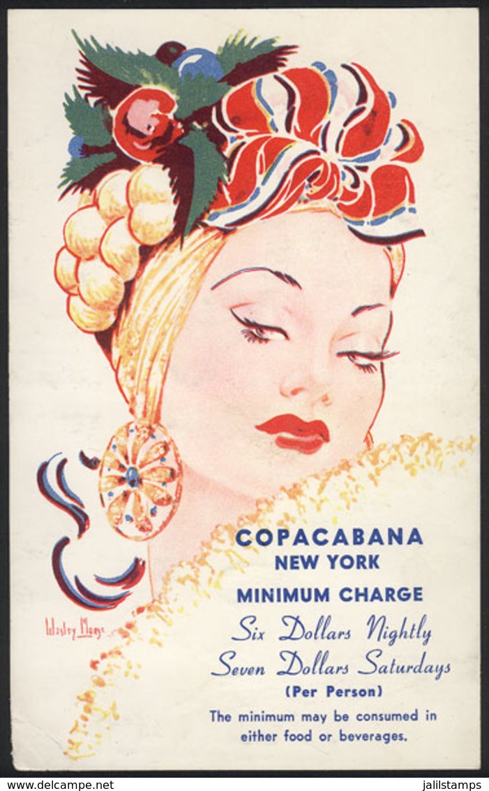 UNITED STATES: COPACABANA Nightclub Of New York, Old Advertising Postcard, Ed. Wesley Morse, VF! - Sonstige & Ohne Zuordnung