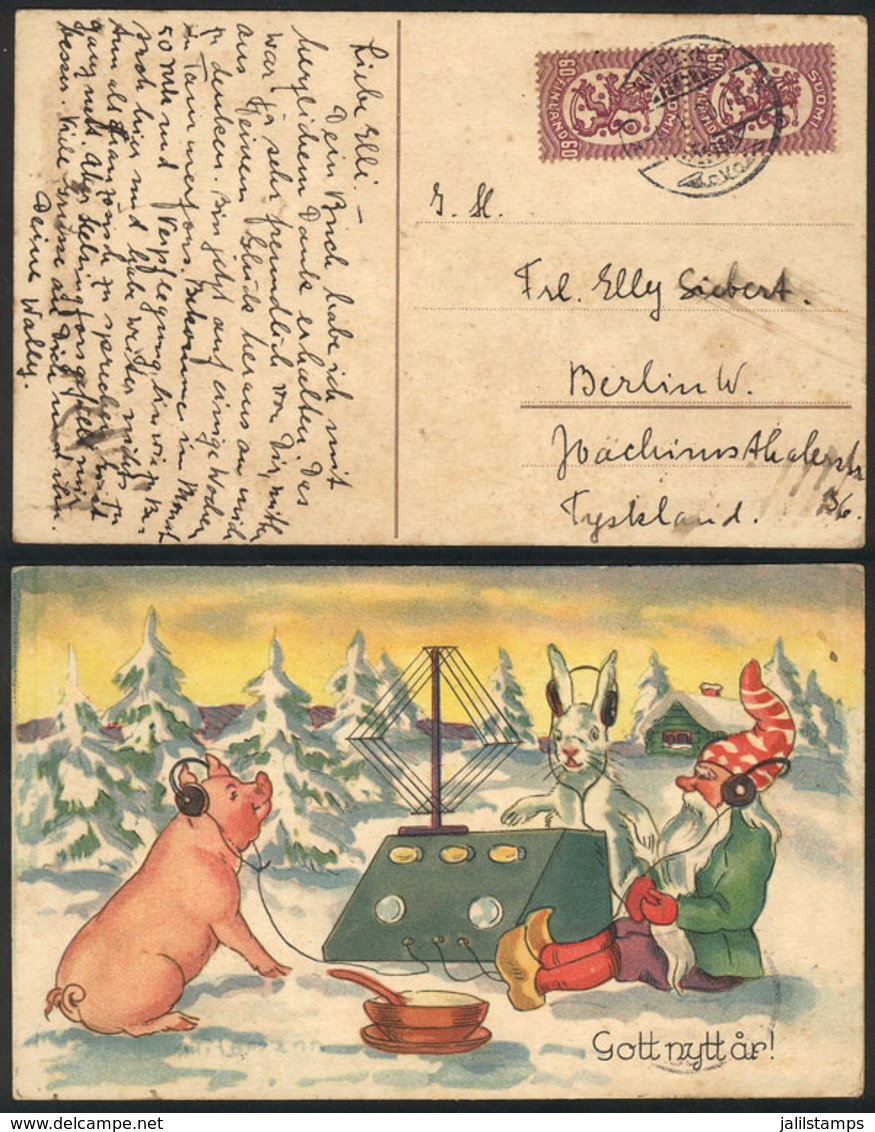 FINLAND: New Year Postcard Sent From Sampere To Berlin On 4/JA/1930, VF Quality! - Sonstige & Ohne Zuordnung