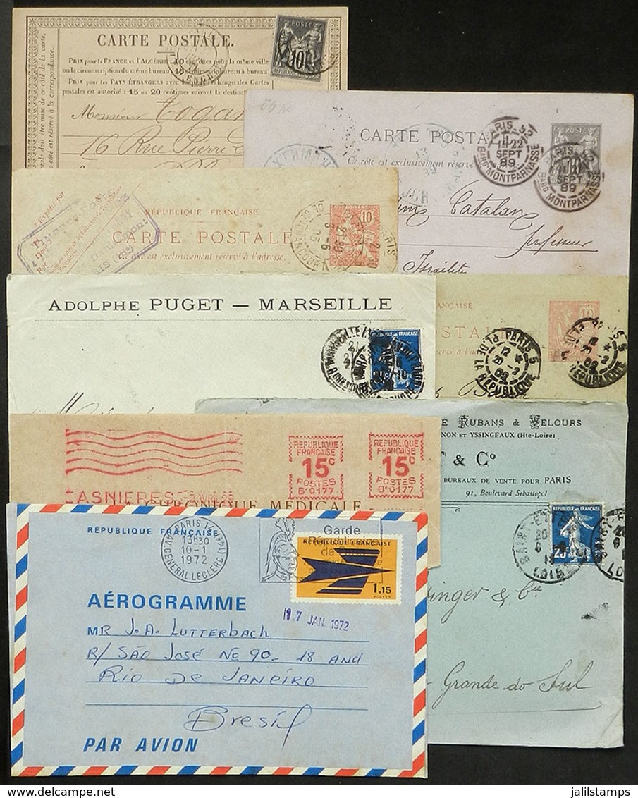 FRANCE: 8 Covers, Postal Stationeries Etc. Used Between 1877 And 1972, Interesting! - Altri & Non Classificati