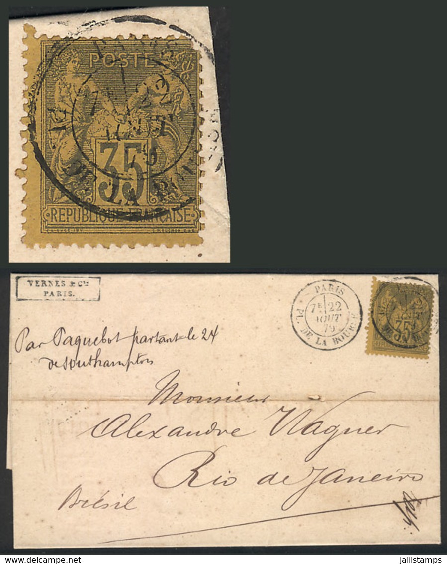 FRANCE: 22/AU/1879 Paris - Rio De Janeiro: Entire Letter Franked With 35c., VF Quality! - Autres & Non Classés