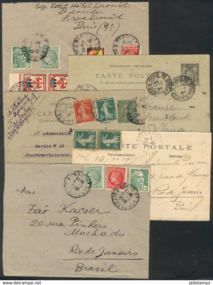 FRANCE: 5 Covers And Cards Used Between 1900 And 1943, Interesting! - Autres & Non Classés