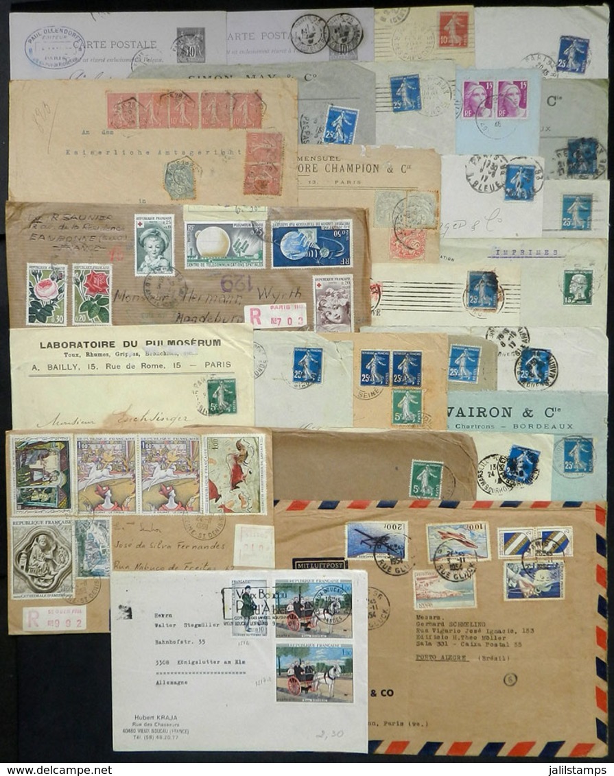 FRANCE: 26 Covers Or Postal Stationeries Used In Various Periods And Sent To Varied Destinations (many To Brazil), Fine  - Autres & Non Classés