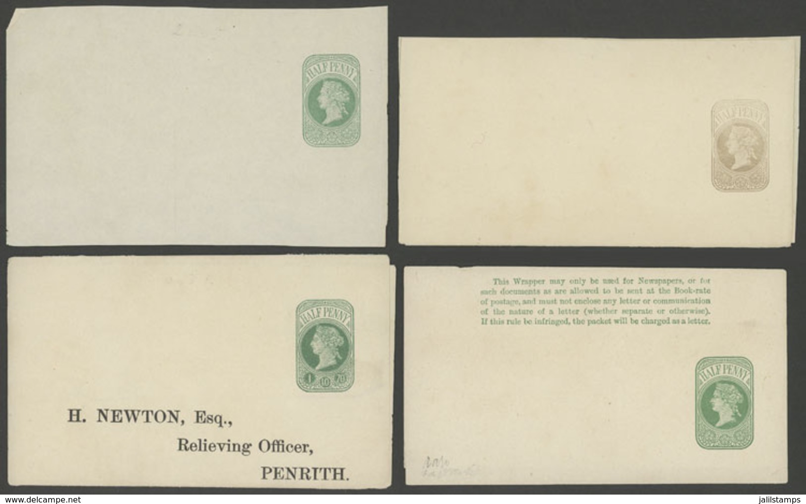 GREAT BRITAIN: Old Wrappers, One Is A Front, And 2 Appear To Be Proofs, Very Interesting Group! - Entiers Postaux