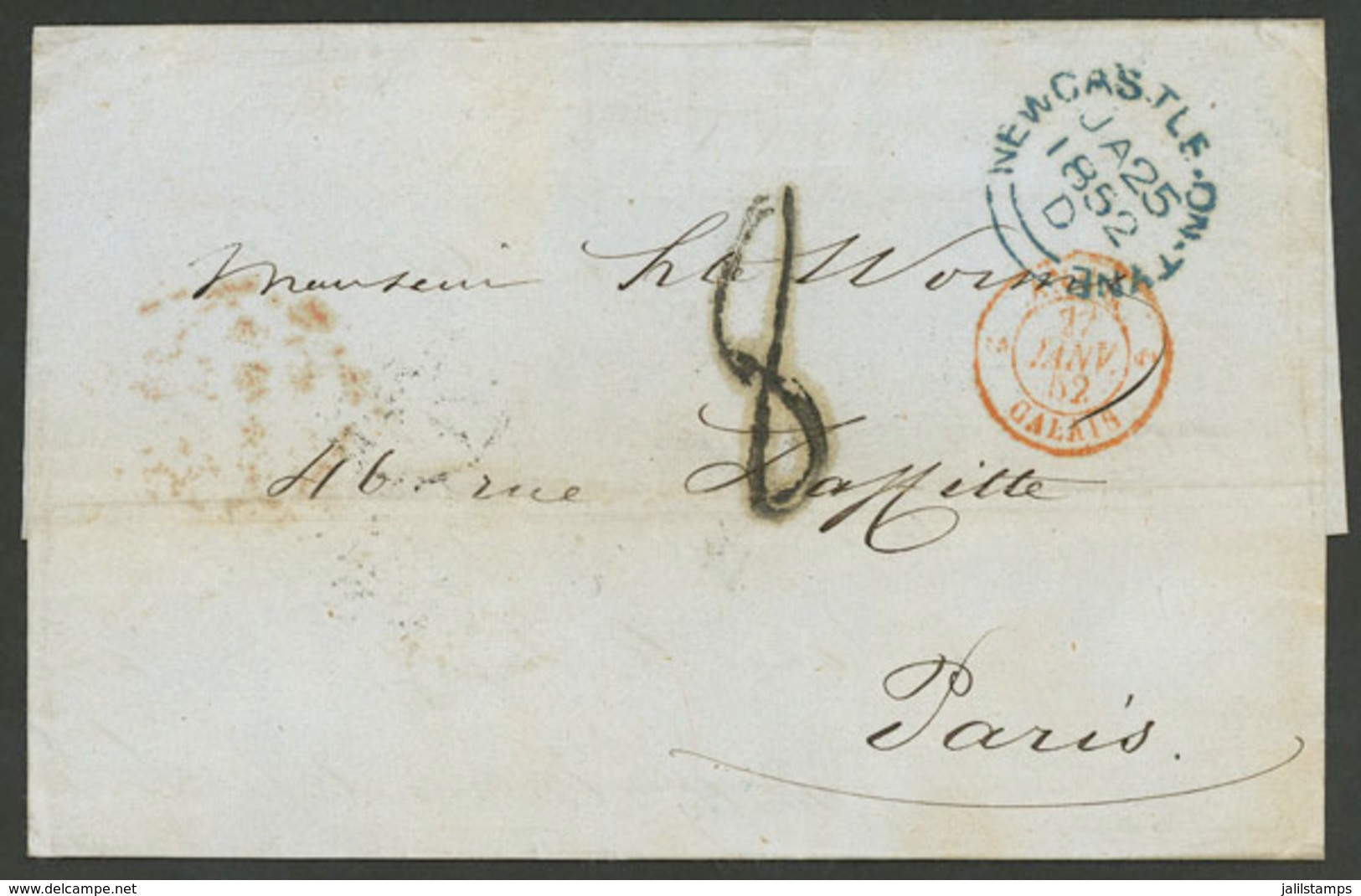GREAT BRITAIN: 25/JA/1852 Newcastle-on-Tyne - Paris, Entire Letter Of Very Fine Quality! - ...-1840 Préphilatélie