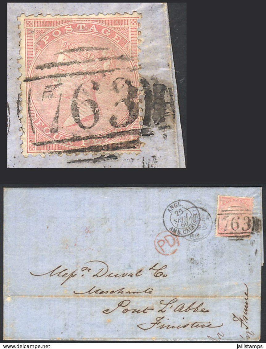 GREAT BRITAIN: Entire Letter Sent From Swansea To Pont L'Abbé (France) On 25/SE/1860, Franked With 4p. Of 1857 (Sc.26),  - ...-1840 Préphilatélie