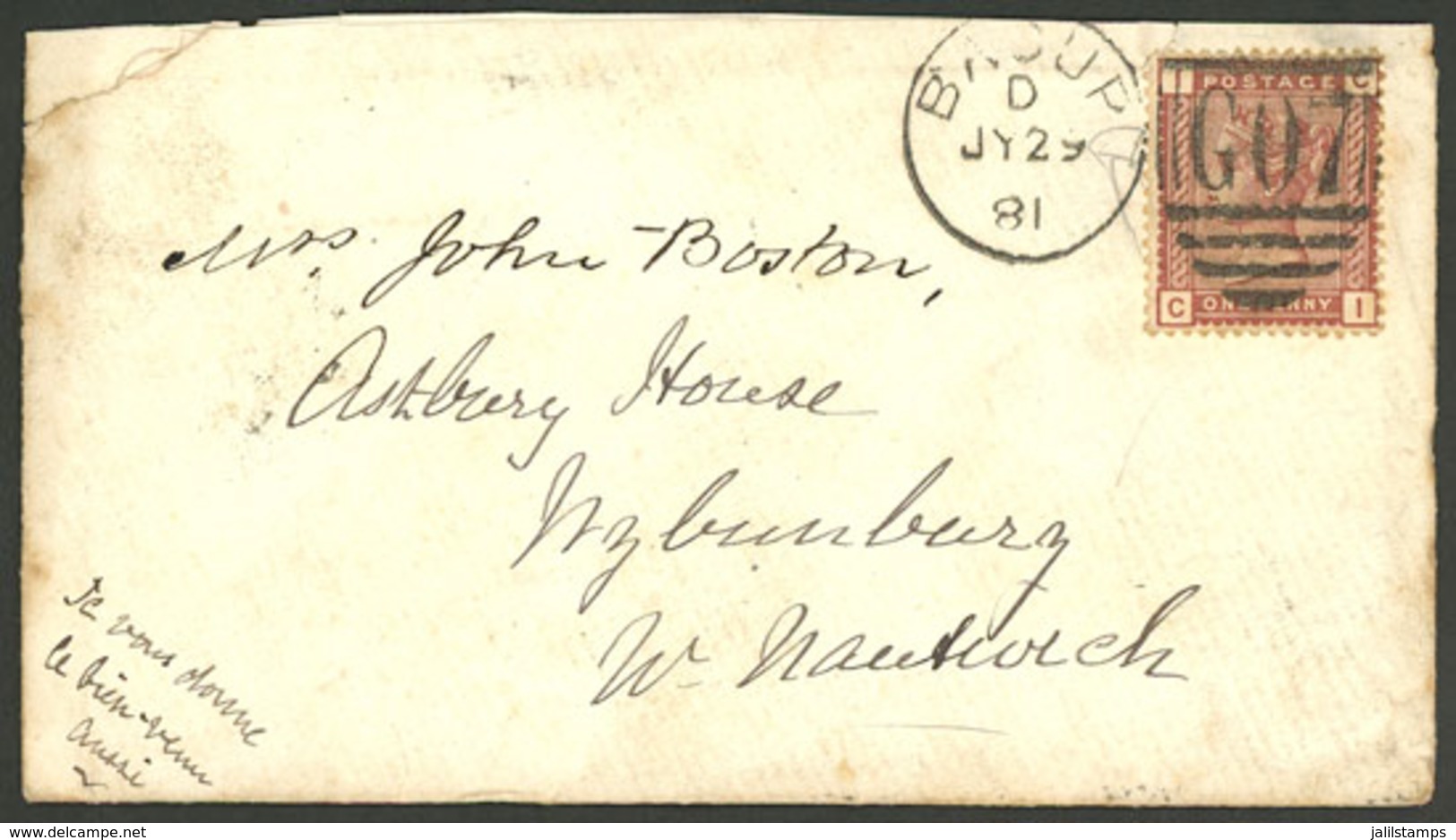 GREAT BRITAIN: 29/JUL/1881 Badup - Nantwich: Cover Franked With 1p. (Sc.79), Very Nice! - ...-1840 Préphilatélie