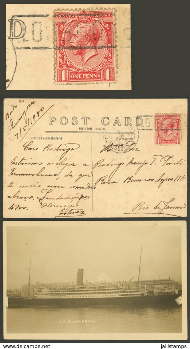 GREAT BRITAIN: PC With View Of Ship ALMANSORA, Sent To Rio De Janeiro On 4/MAY/1920, With British Postage Of 1p. And Can - ...-1840 Préphilatélie
