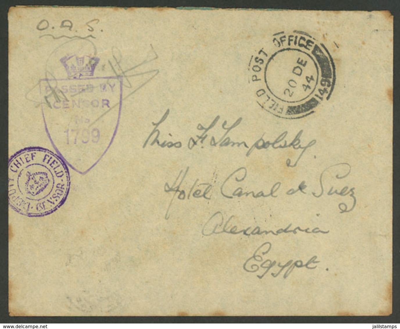 GREAT BRITAIN: Cover Sent By A Soldier At The War Front To Egypt, With Several Postal And Censor Marks, Very Nice! - ...-1840 Préphilatélie