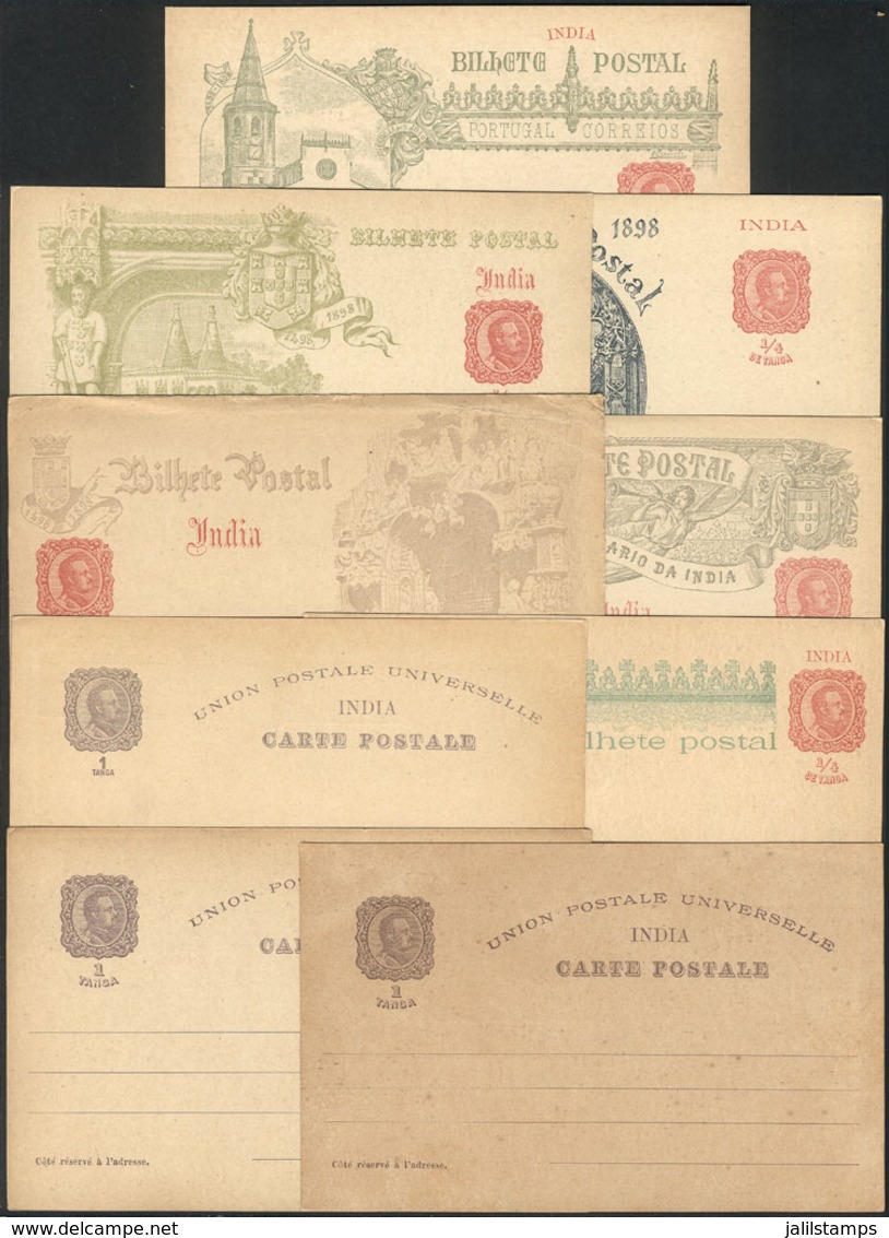 PORTUGUESE INDIA: 9 Illustrated Postal Cards Of 1898, "5th Centenary Of India", Very Fine Quality!" - India Portoghese