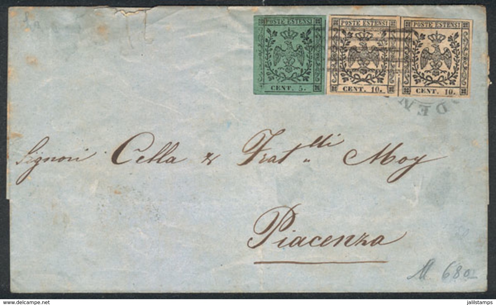 ITALY: Folded Cover Franked By Sc.6 + 7 Pair, Very Nice! - Modena