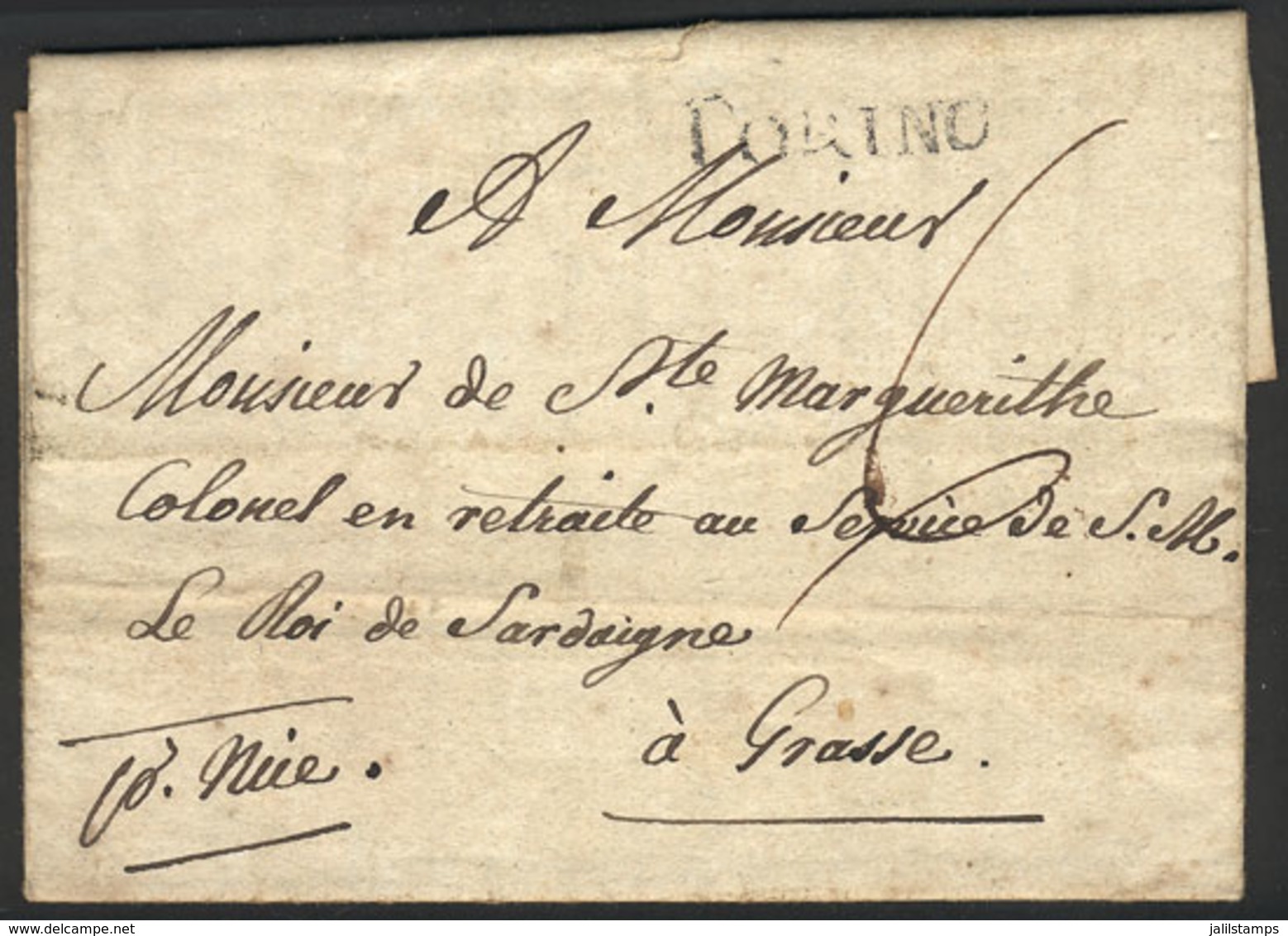 ITALY: Entire Letter With Interesting Text Sent From TORINO To Grasse On 14/OC/1815, Fine Quality! - Other & Unclassified