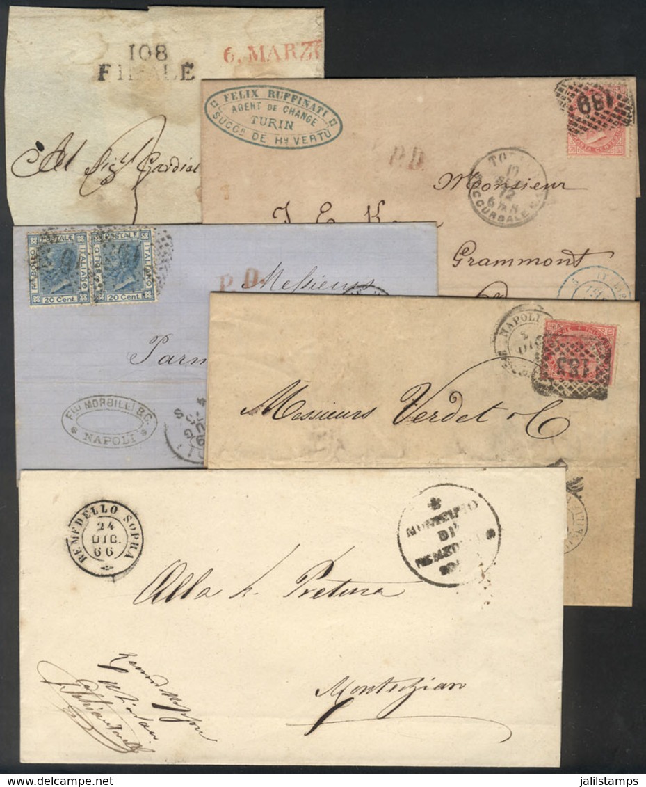 ITALY: 5 Folded Covers And Entire Letters Posted Between 1818 And 1875, Some Of Very Fine Quality, Good Opportunity! - Autres & Non Classés