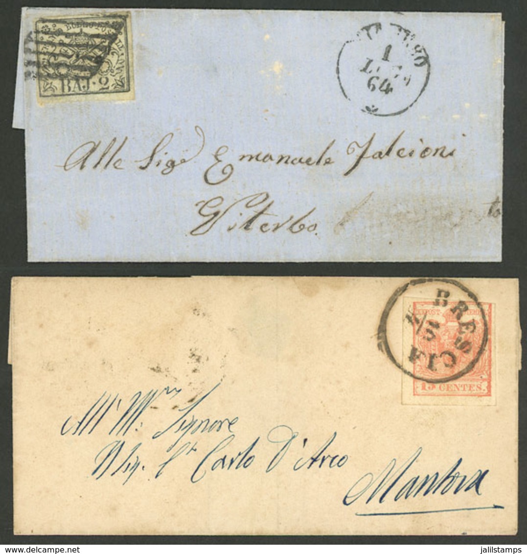 ITALY: 2 Old Folded Covers With Nice Frankings And Cancels, VF Quality! - Altri & Non Classificati