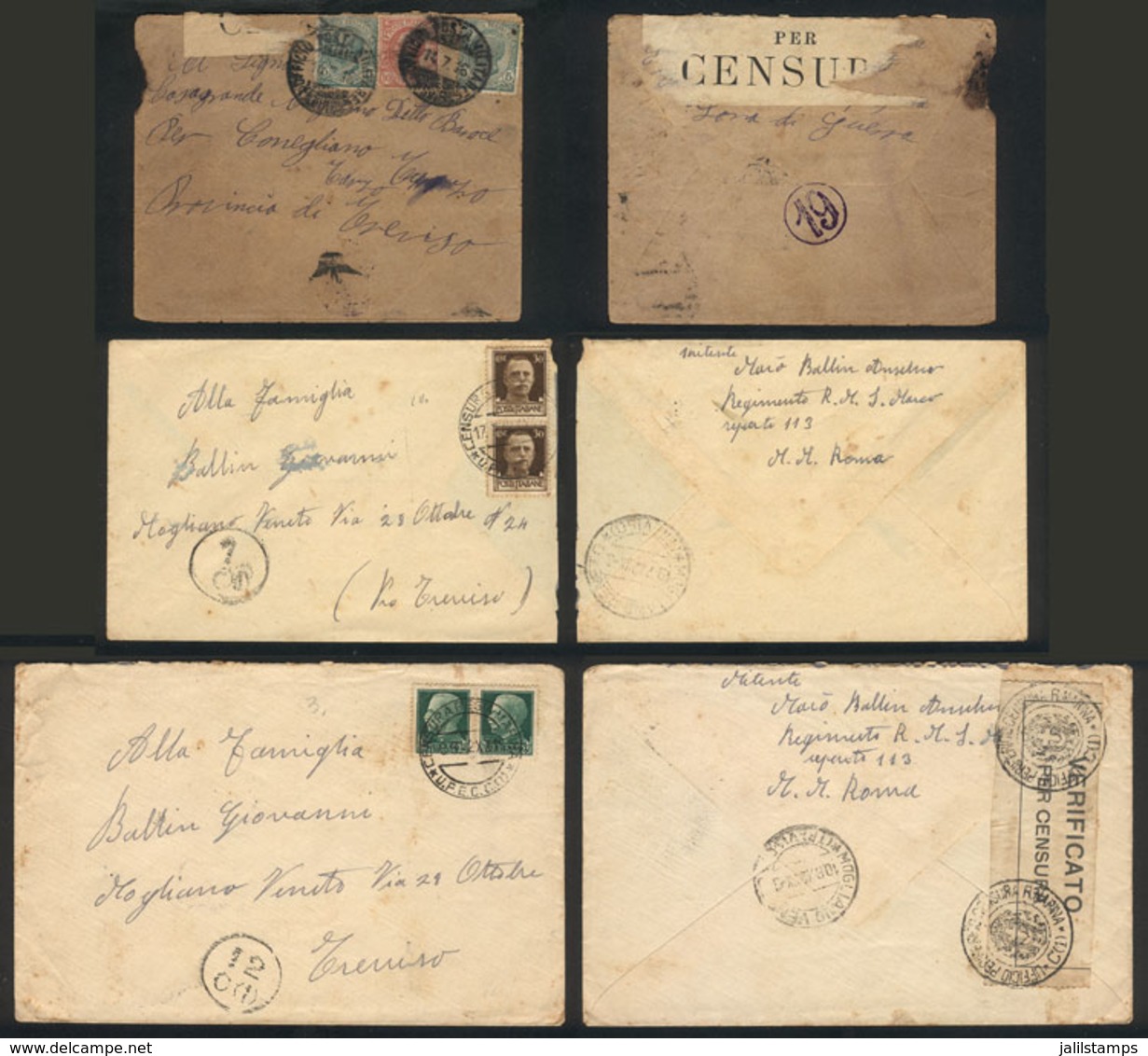 ITALY: 3 Covers Used In 1916 And 1942 (2), Sent By Soldiers, With Interesting Postal And Censor Markings! - Sonstige & Ohne Zuordnung