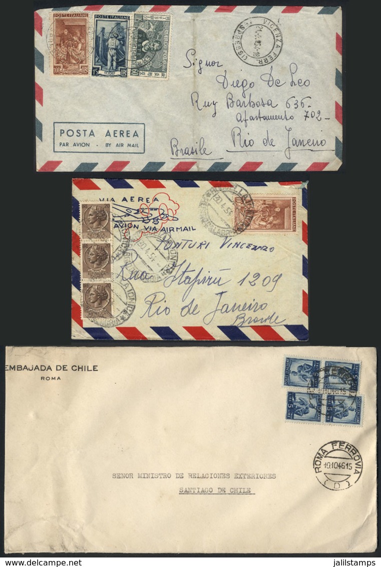 ITALY: 3 Covers Sent To Brazil And Chile Between 1946 And 1954, Interesting! - Autres & Non Classés