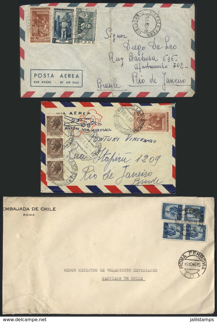 ITALY: 3 Covers Sent To Brazil And Chile Between 1946 And 1954, Interesting! - Altri & Non Classificati