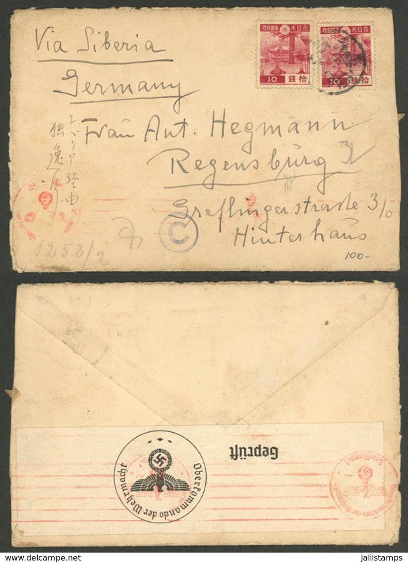 JAPAN: Circa 1945: Cover Sent To Germany, With Interesting Censor Marks, VF! - Lettres & Documents